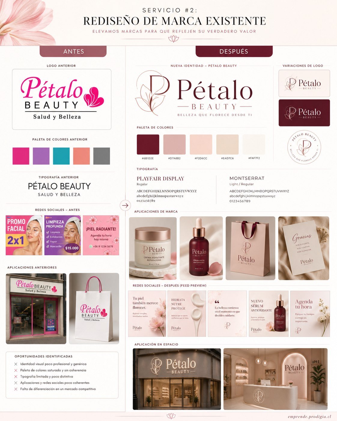 Rediseño de marca para Pétalo Beauty