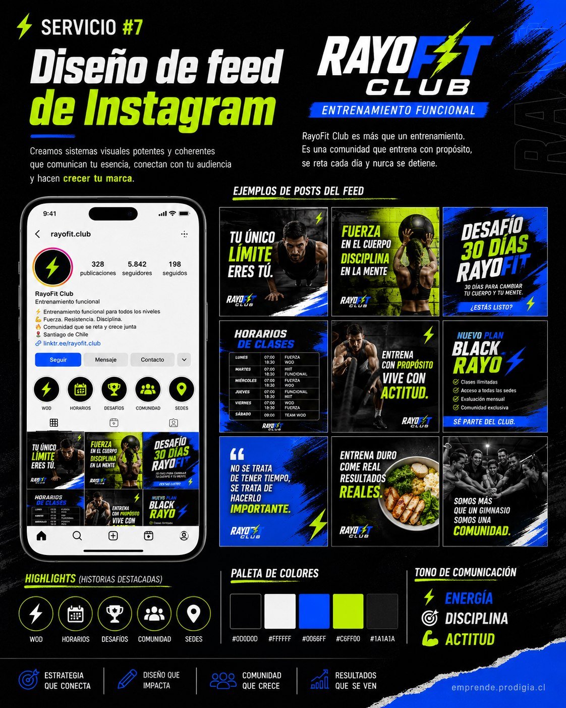 Diseño de feed para RayoFit Club