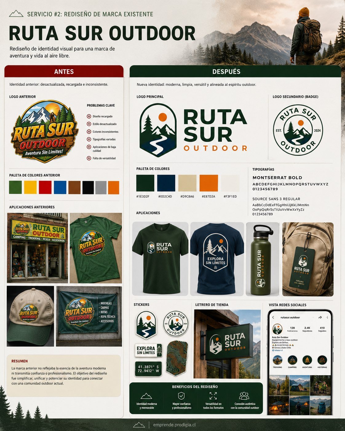 Rediseño de marca para Ruta Sur Outdoor